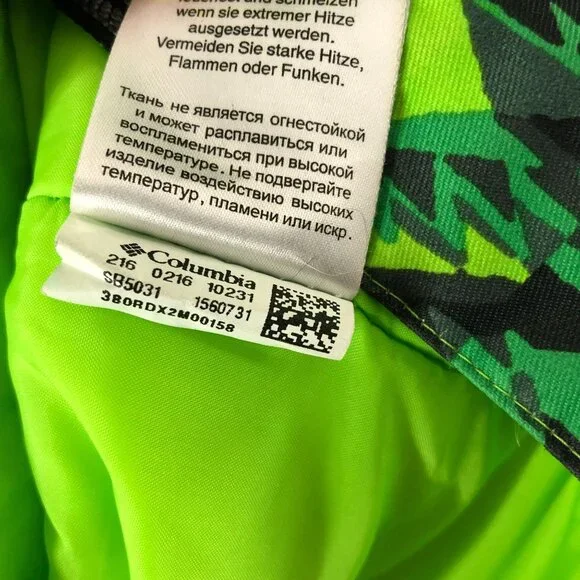 Columbia Boys Twist Tip II Jacket Puffer Geometric Green L